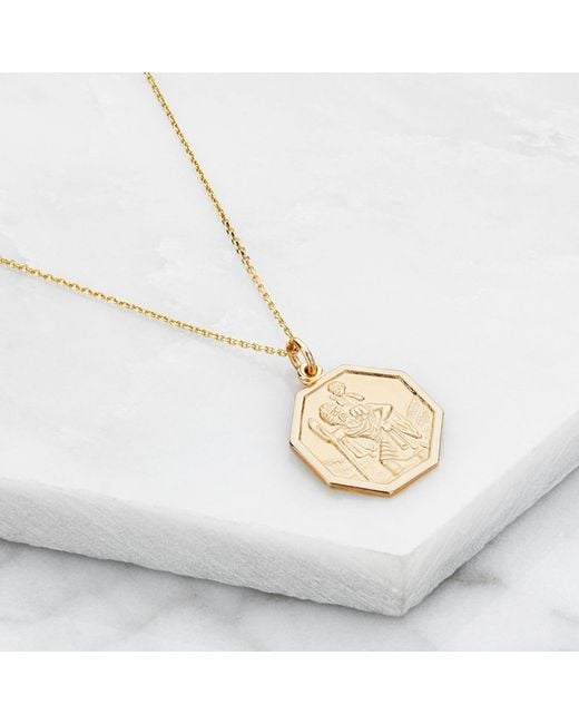 Lily & Roo Metallic Medium Solid Octagon St Christopher Necklace for men