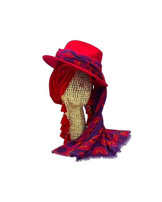 Julia Clancey Red Ruby Fifi Scarf Fedora Set