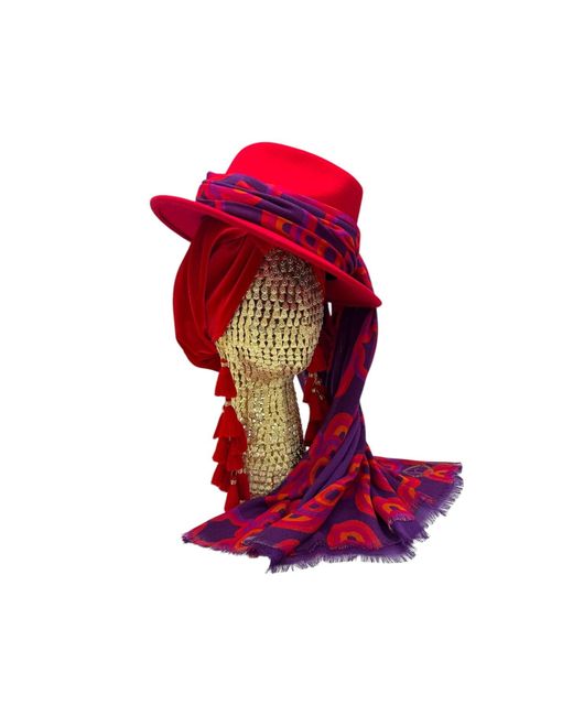 Julia Clancey Red Ruby Fifi Scarf Fedora Set