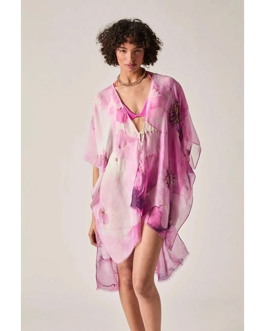 James Lakeland Pink Watercolour Floral Kaftan