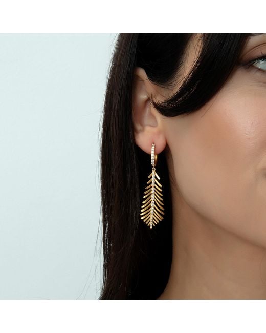 Milou Jewelry Metallic Rowan Leaf Drop Earrings