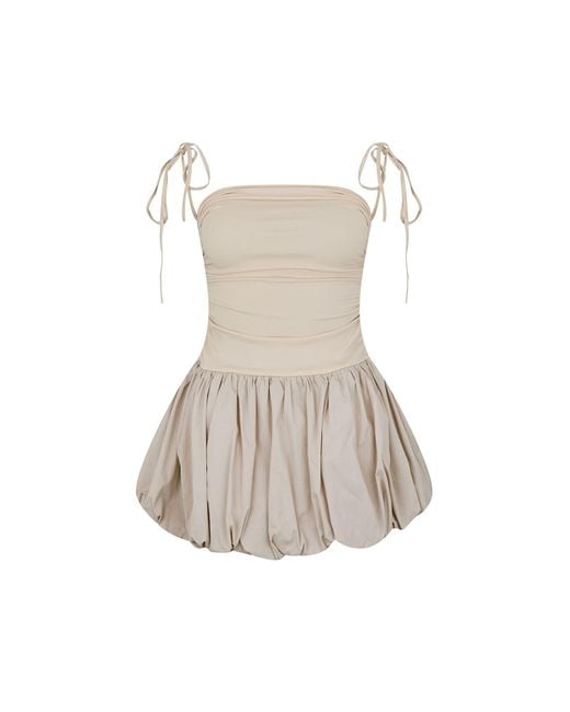 Amy Lynn Natural Neutrals Alexa Milk Puffball Ultra Mini Dress