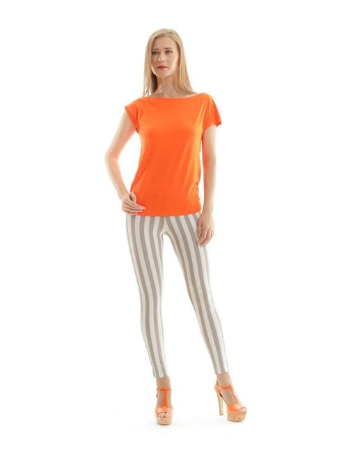 Conquista Orange Boat Neck Top