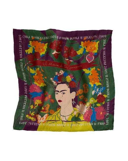 Lost Pattern Black Los Amores De Frida Silk Pocket Square for men