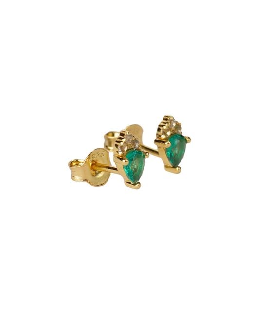 NASI SILVER Green Pear Atarah Studs- Crystal Spinel