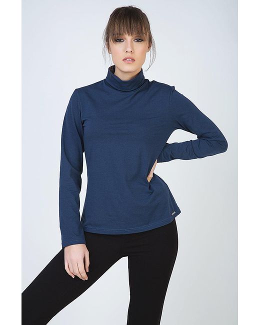 Conquista Blue Long Sleeve Polo Neck Jumper