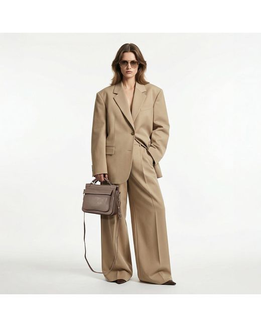 BELYSA Brown Kathleen Taupe Leather Crossbody/Handbag