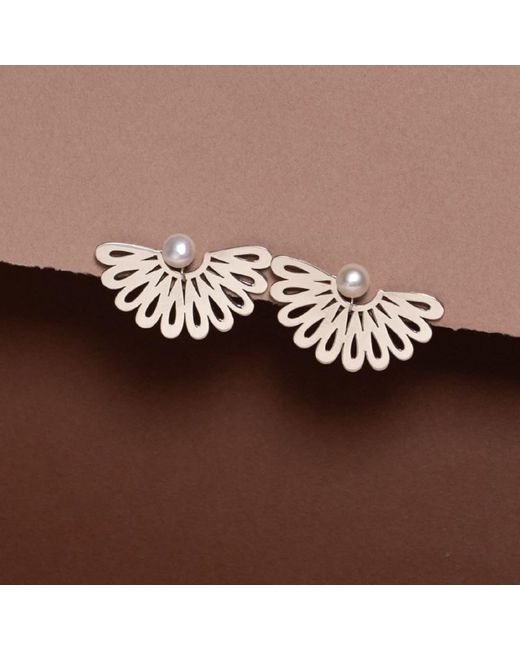 Silver Moon Metallic Pearl Wings Sterling Earrings
