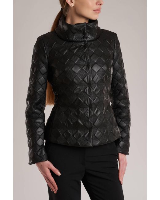 Ginta Black Square-Shaped Artificial Leather Jacket