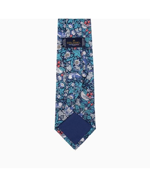 LE COLONEL Blue Liberty Strawberry Thief Tie for men