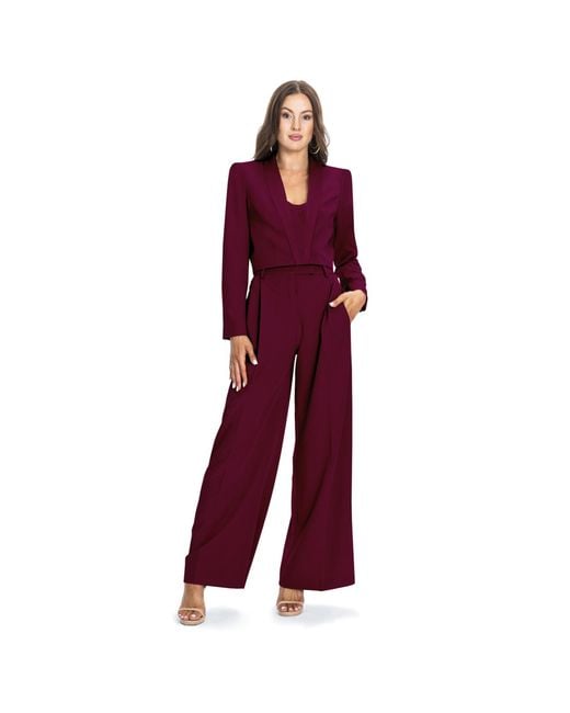 Angelika Jozefczyk Purple Burgundy High-Waisted Wide-Leg Trousers Sanremo