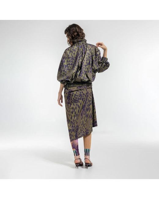 ARTISTA Brown Breath One Shoulder Midi Dress