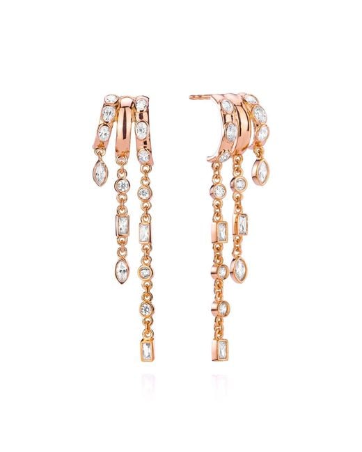 Aaria London Metallic Kalani Stacked Triple Hoop Illusion Earrings