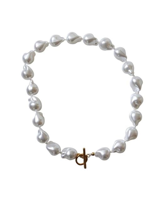 FV Jewellery Metallic Steel Me Baroque Pearl & Necklace