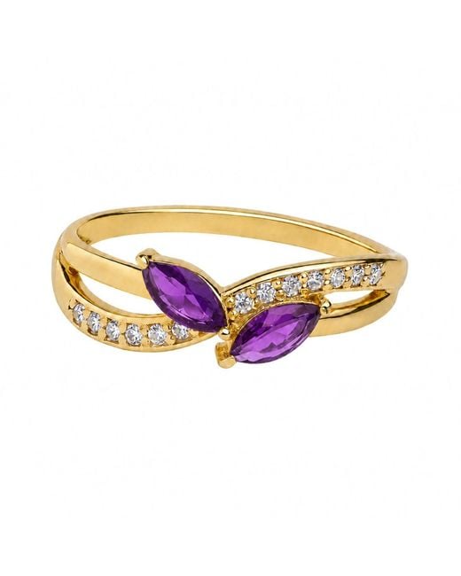 Belinda Jewelz Multicolor Amethyst Marquise Bypass Birthstone Ring