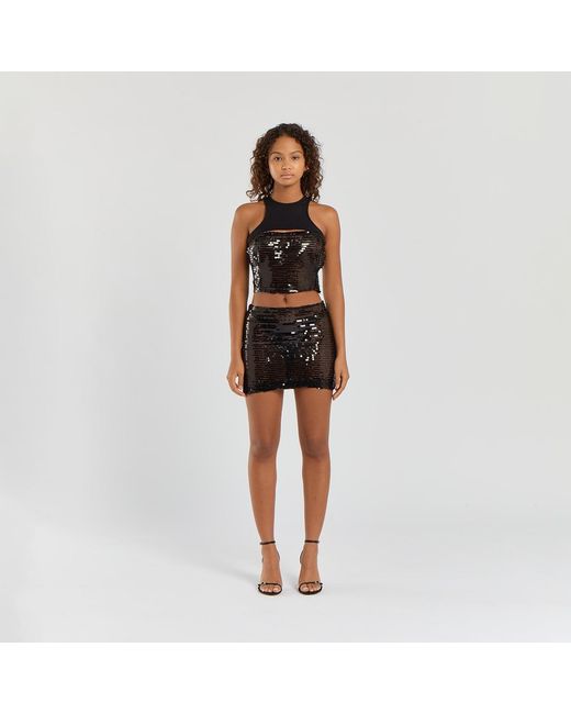 Egyptian Blue Black Cropped Sequin Tank Top