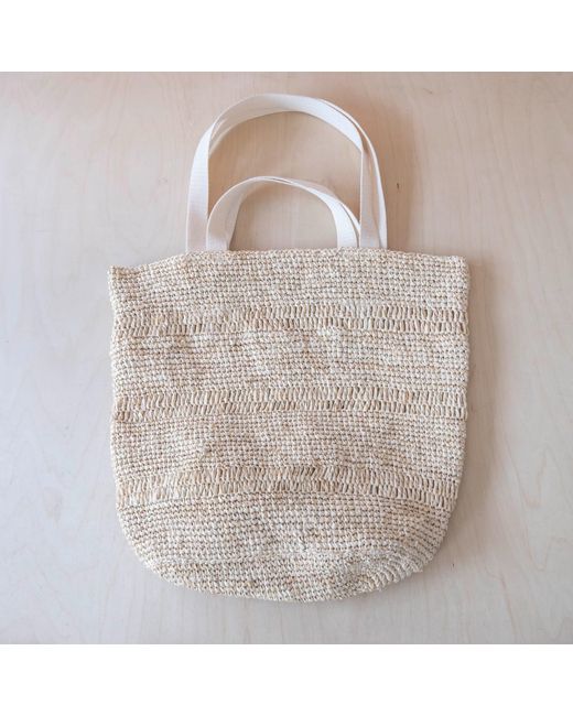 LIKHÂ Natural Neutrals Handwoven Raffia Tapered Tote Bag – Poste Weave Stripes