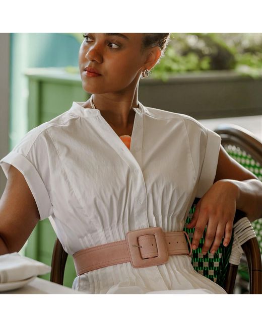 BeltBe Pink Suede Square Buckle Belt