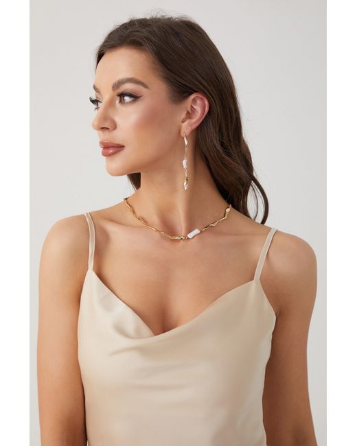 Classicharms Metallic Asymmetrical Molten Baroque Pearl Earrings