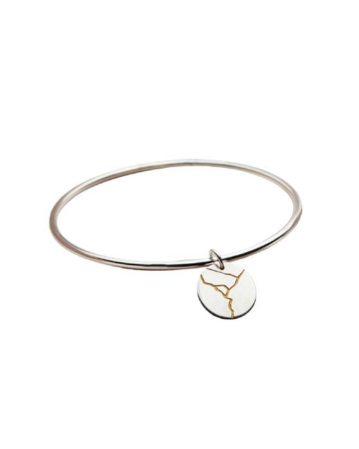 Posh Totty Designs Metallic Sterling Silver Kintsugi Disc Bangle