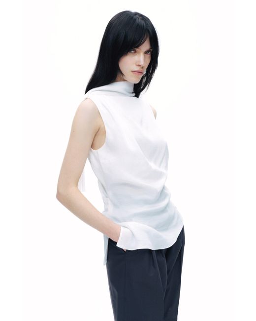 Nocturne White Shawl-Designed Blouse