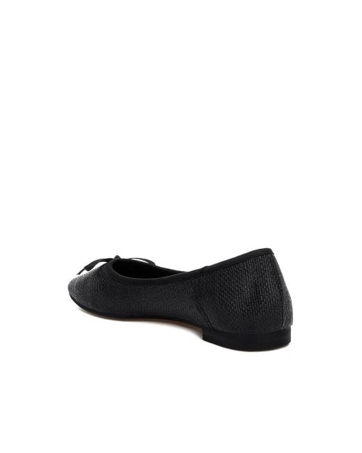 Rag & Co Black Paper Rings Raffia Ballet Flats