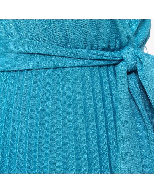 Nissa Blue Lurex Thread Viscose Dress Aqua