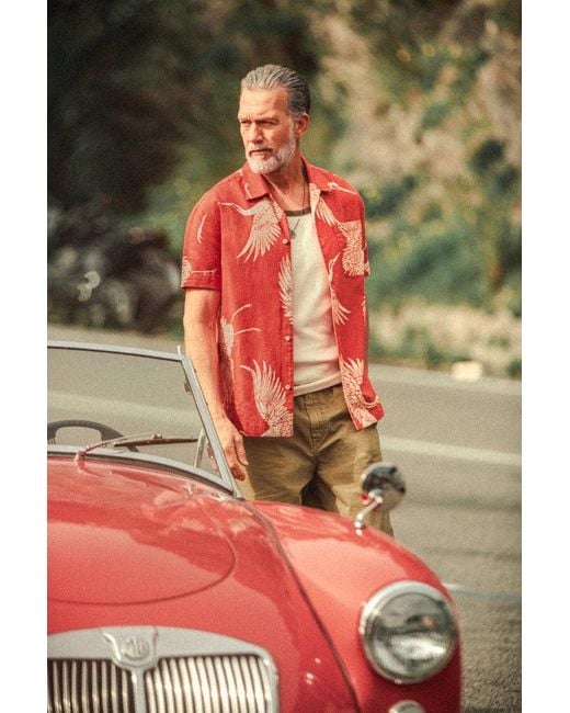 &SONS Trading Co Red Flight Print Shirt for men