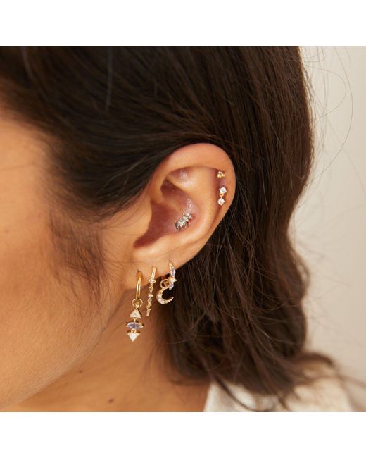 Zohreh V. Jewellery Metallic Trillion Moonstone & Tanzanite Hoop Earrings 9k Gold