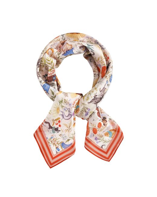 Fable England White Catherine Rowe Pet Portraits Square Scarf