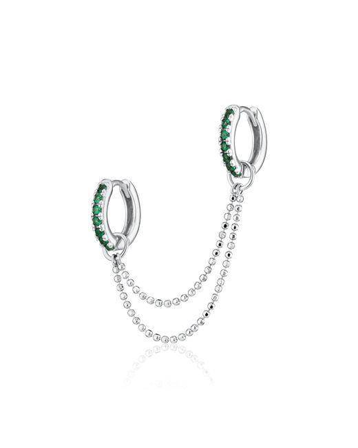 Scream Pretty Metallic Emerald Double Chain Huggie Earring