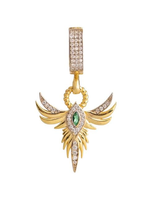 Ebru Jewelry Metallic Emerald Phoenix Guardian Earrings