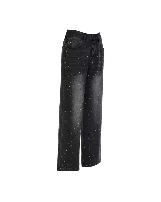 Chanel Joan Elkayam Gray Dark Crystal Embellished Washed Jeans