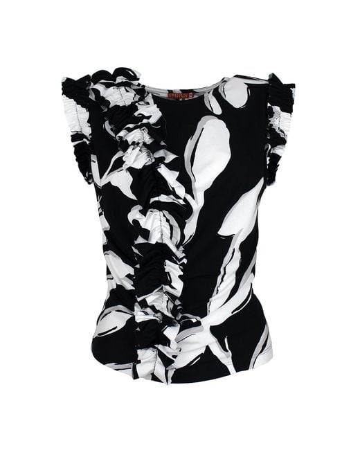 Lalipop Design Black And Ruffle Knitted Blouse