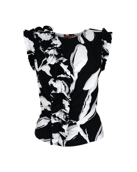 Lalipop Design Black And Ruffle Knitted Blouse