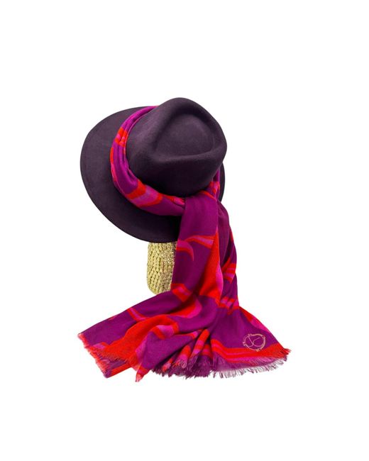 Julia Clancey Red Aubergine Fifi Scarf Fedora Set