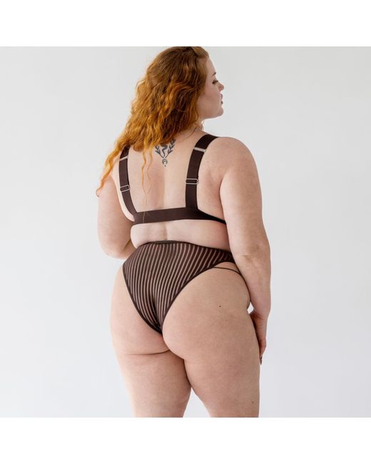 MONIQUE MORIN LINGERIE Brown Vertigo V Neck Bralette Cocoa
