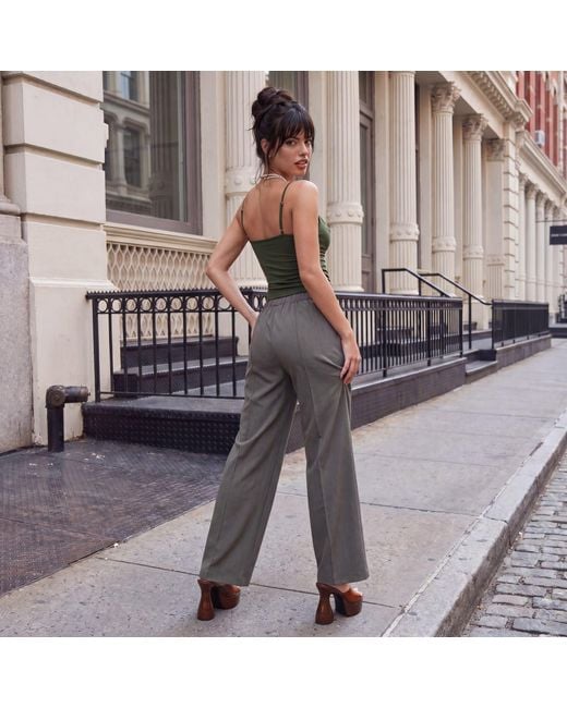 Modenaire Gray Wide Leg Trousers Relaxed Form