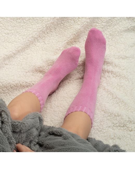 Peper Harow - Made in England Pink Ribbed Cuff Bed Socks