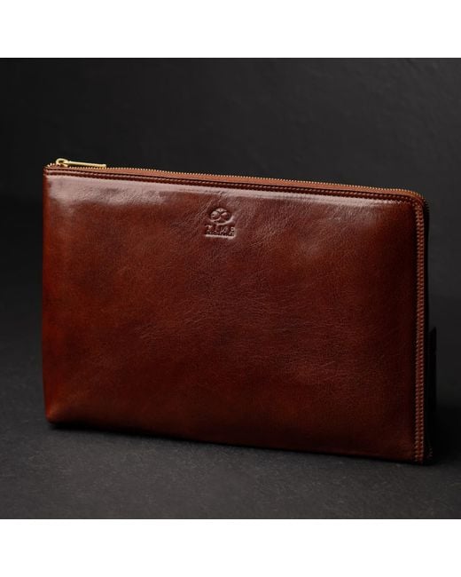 Time Resistance Brown Leather Clutch Purse for men