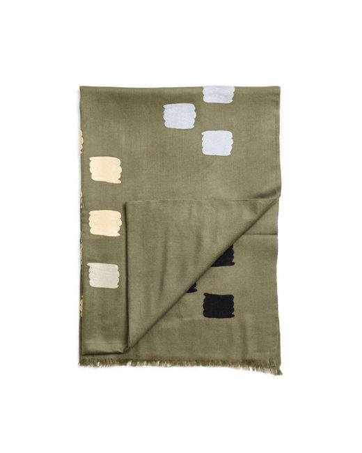 Variously Green Sahara Silk Merino Hand Woven Hand Embroidered Scarf