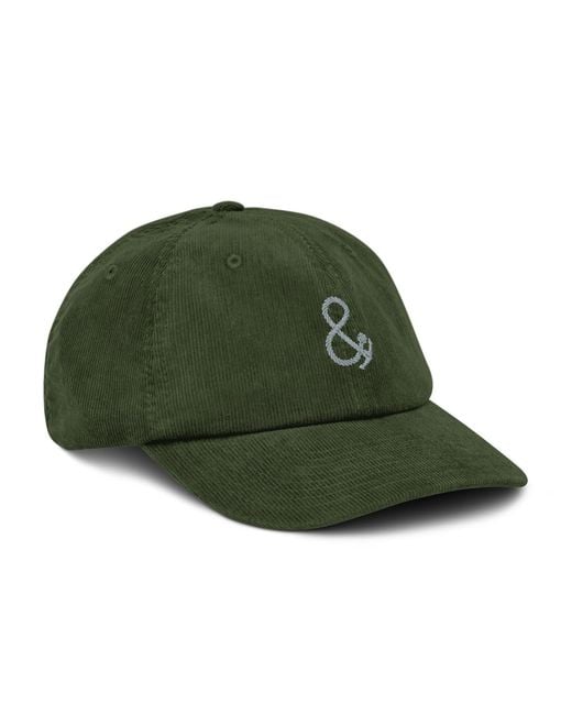 Anchor and Crew Green Dark Ampersand Signature Embroidered Corduroy Cap