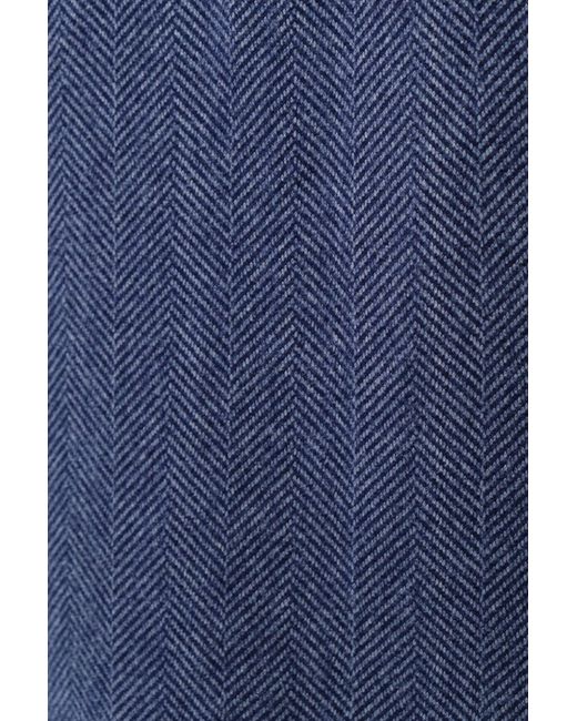 Louche Blue Dryden Herringbone Fur Collared Coat