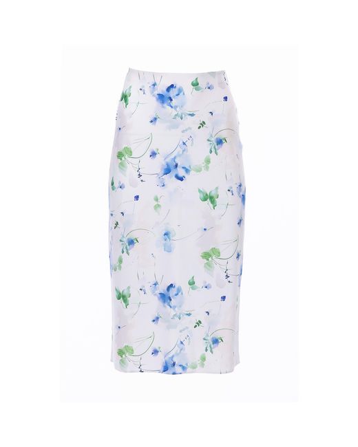 Carloslines Blue Bias Satin Skirt