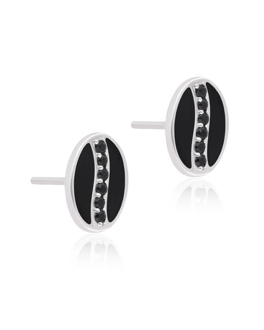 The Jewelz Black Oval Spinel & Enamel Stud Earrings for men