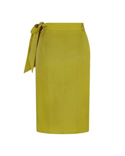 Femponiq Green Linen & Cupro-Blend Bow Tie Wrap Skirt