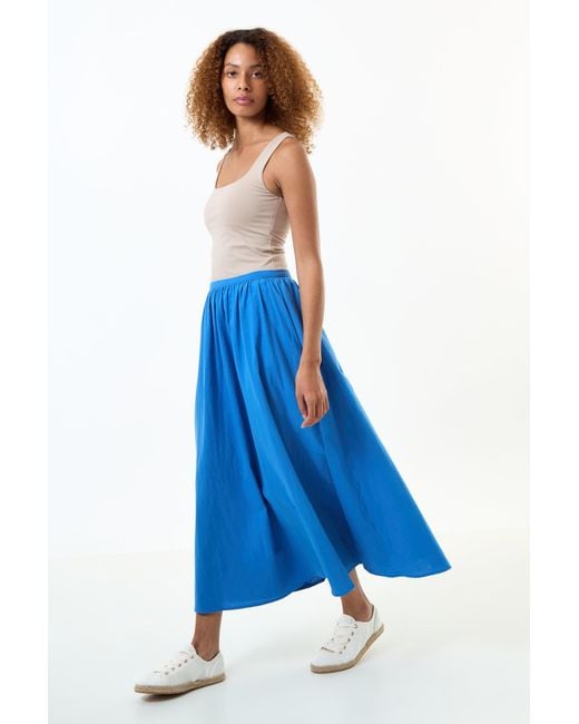 Louche Blue Zoeline Recycled Cotton Midaxi Skirt