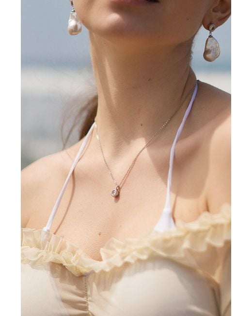 Classicharms Metallic Skyler Molten Mini Solitaire Clear Cz Pendant Necklace