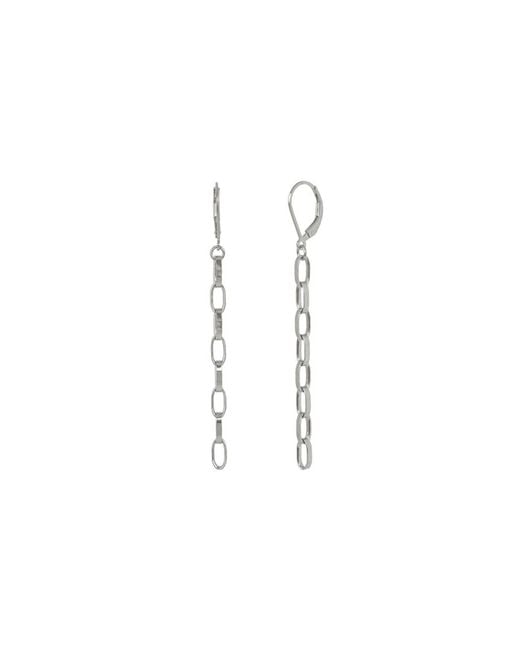 Edge Only White Oval Link Drop Earrings Sterling