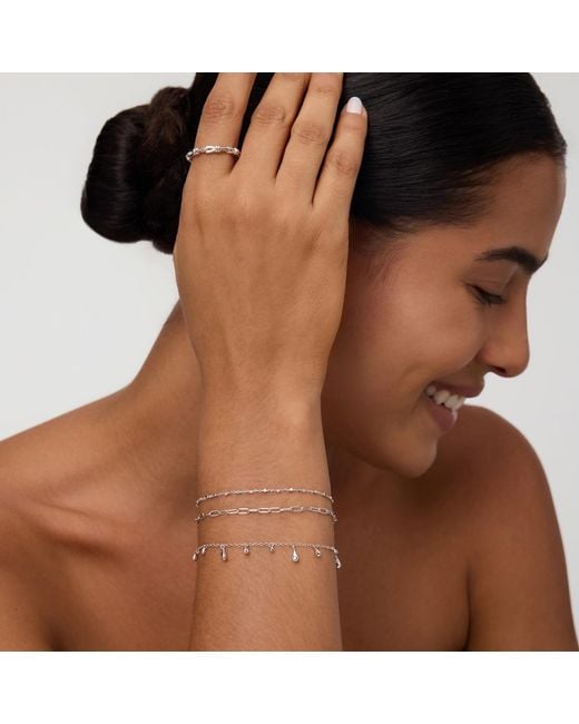 Vanhi Metallic Mini Paperclip Double Chain Bracelet